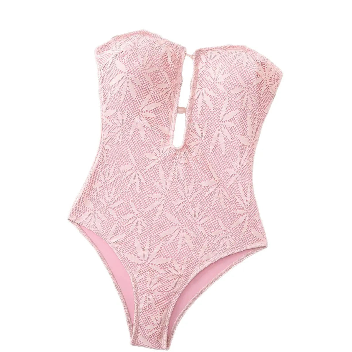 Boho One-Piece Swimsuit With Strappy Back And Mesh Detail