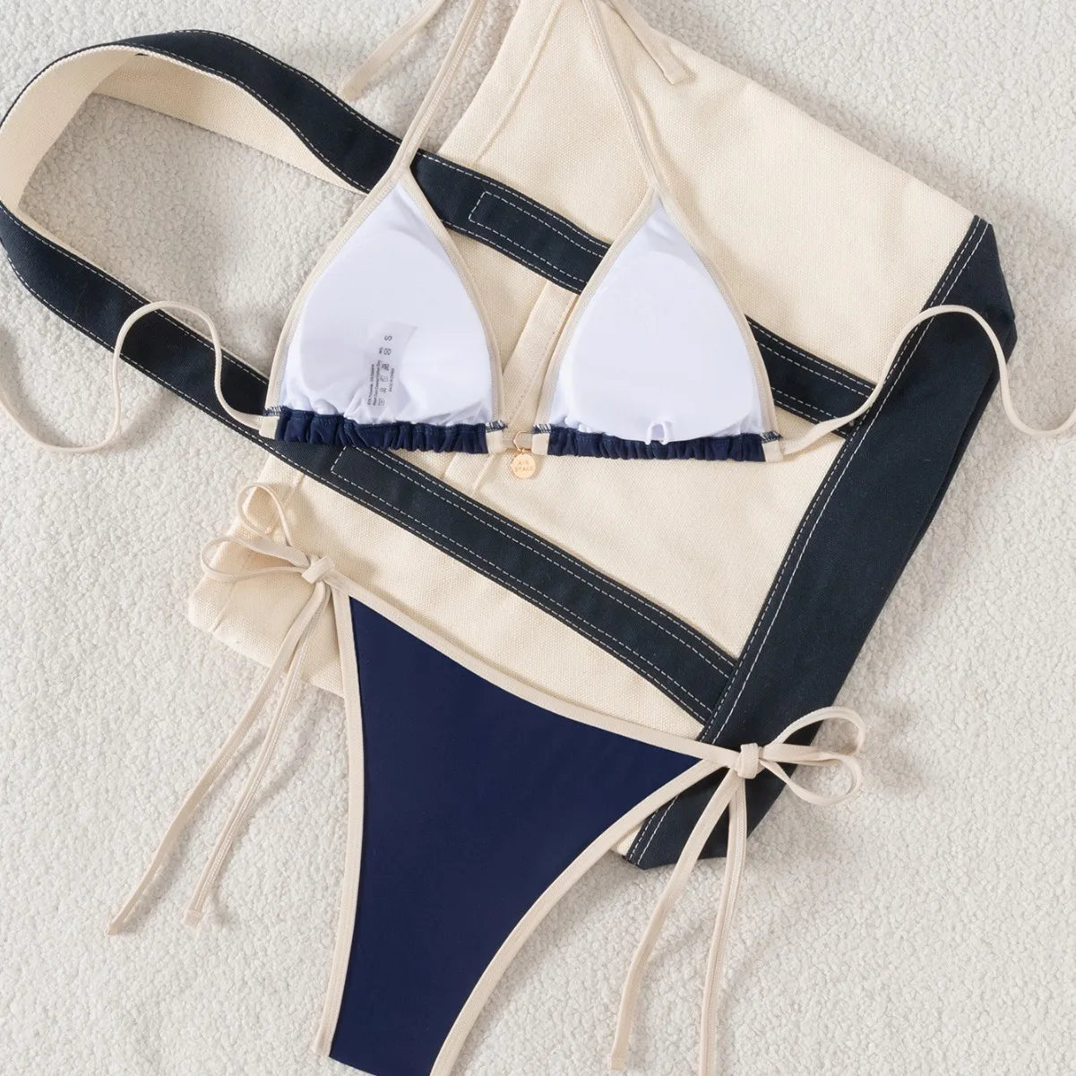 Women’s Underwire Bikini Set with Color Block Trim