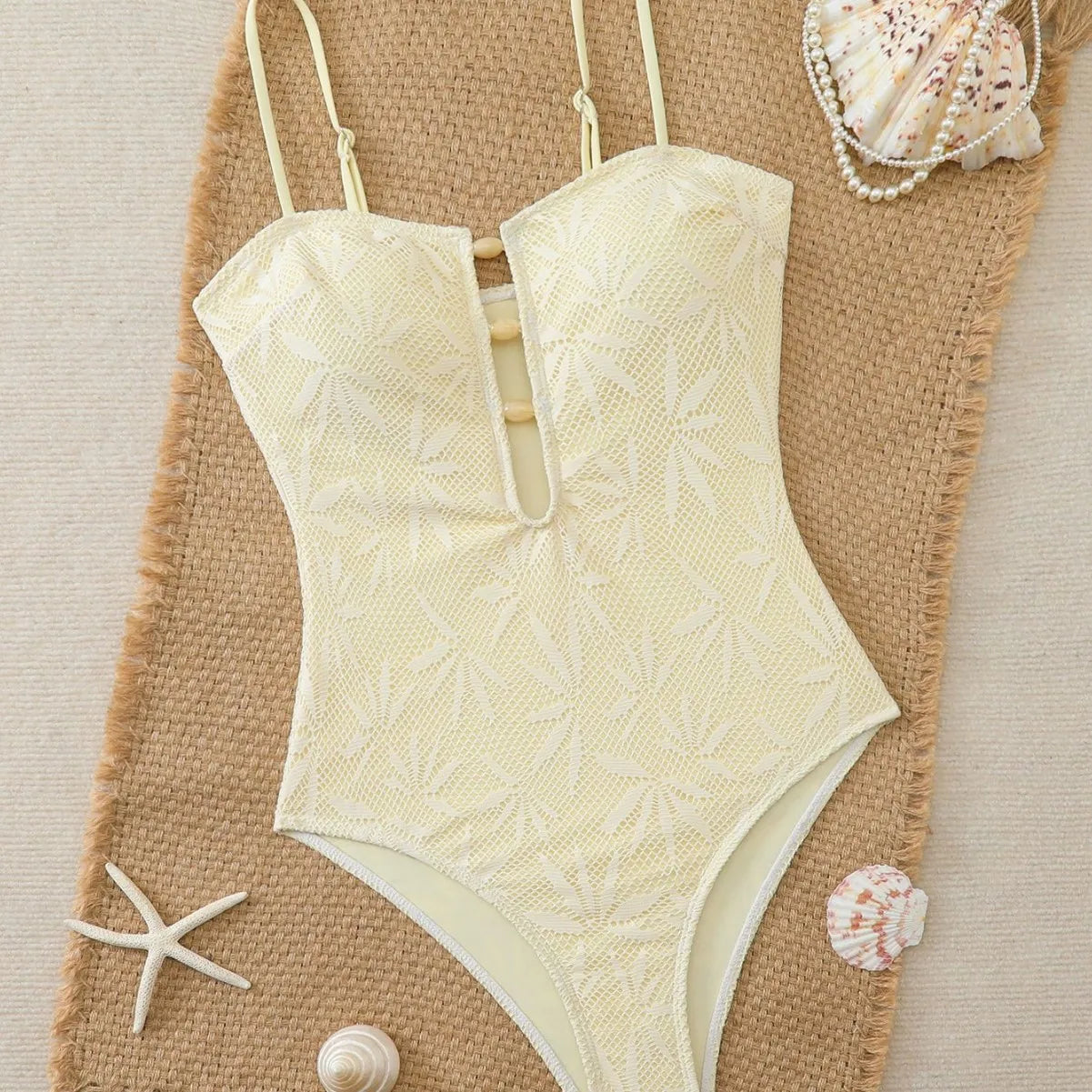 Boho One-Piece Swimsuit With Strappy Back And Mesh Detail